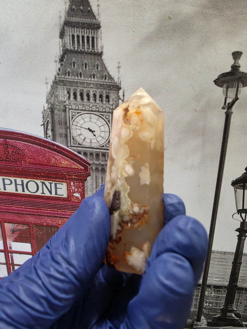 Flower Agate Point - Flowery Cream & Orange Polished Tower